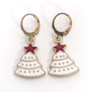 White Christmas Tree Earrings